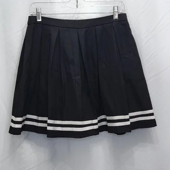 NEW Hot Topic Pleated Cheer Skirt Juniors Medium M Black Mini Tennis Goth FF12D - Picture 2 of 6
